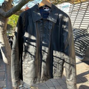Tommy Hilfiger Men's Black Leather Jacket Size Large